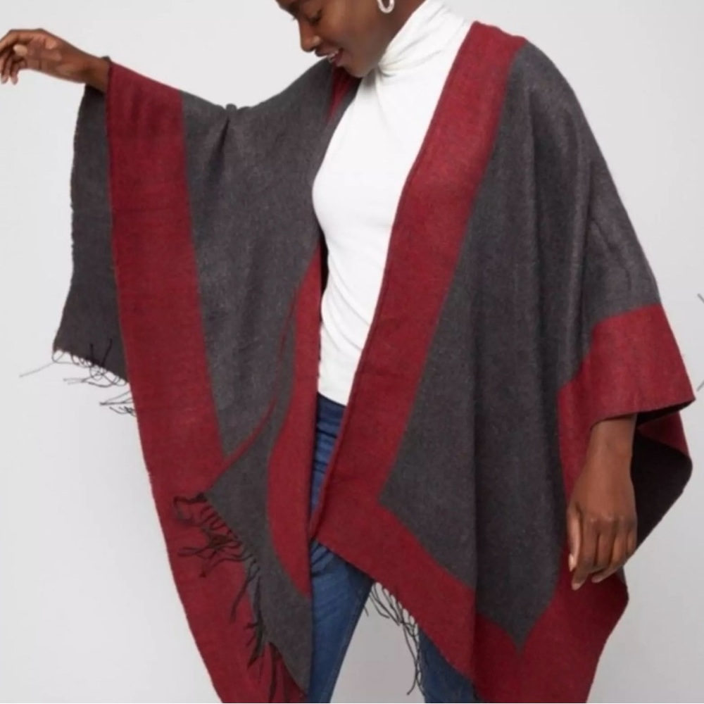 Issac Mizrahi Women’s Wrap Poncho with Fringe end